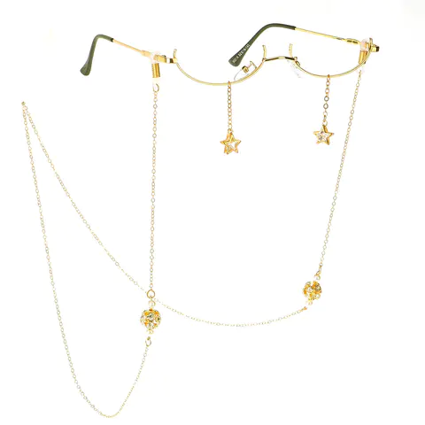 Gold-colored eyeglasses chain