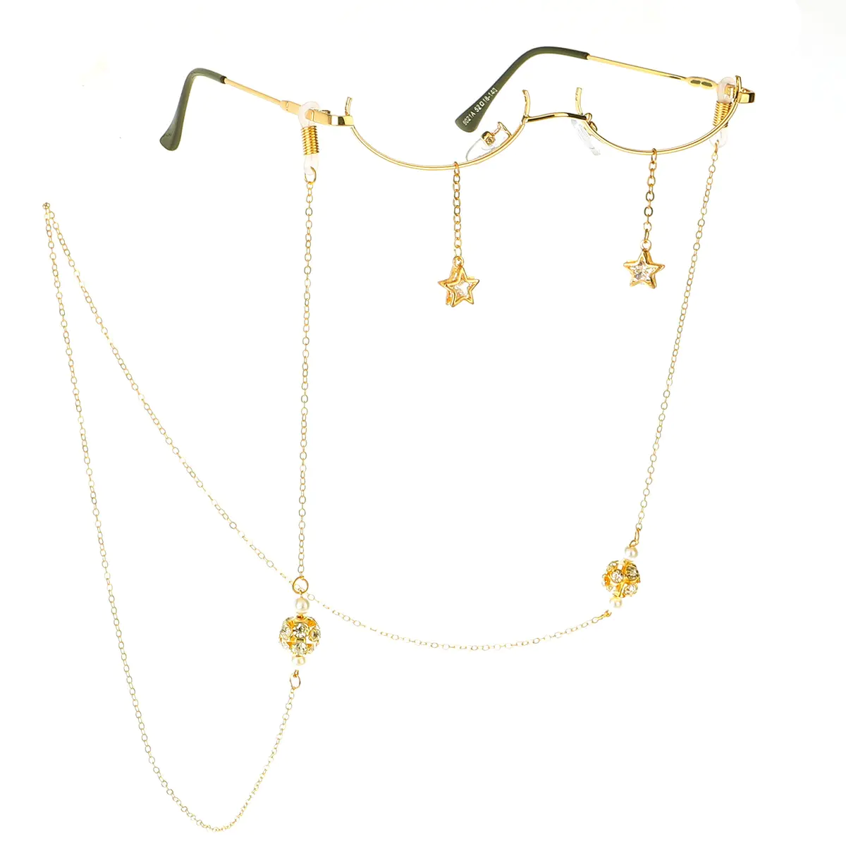 Gold-colored eyeglasses chain