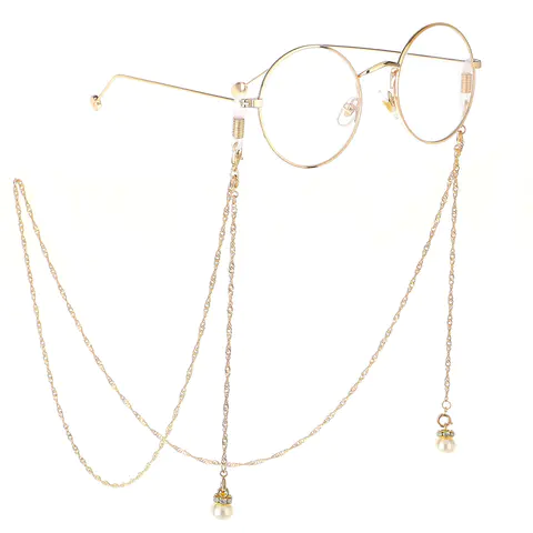 Gold-colored eyeglasses chain