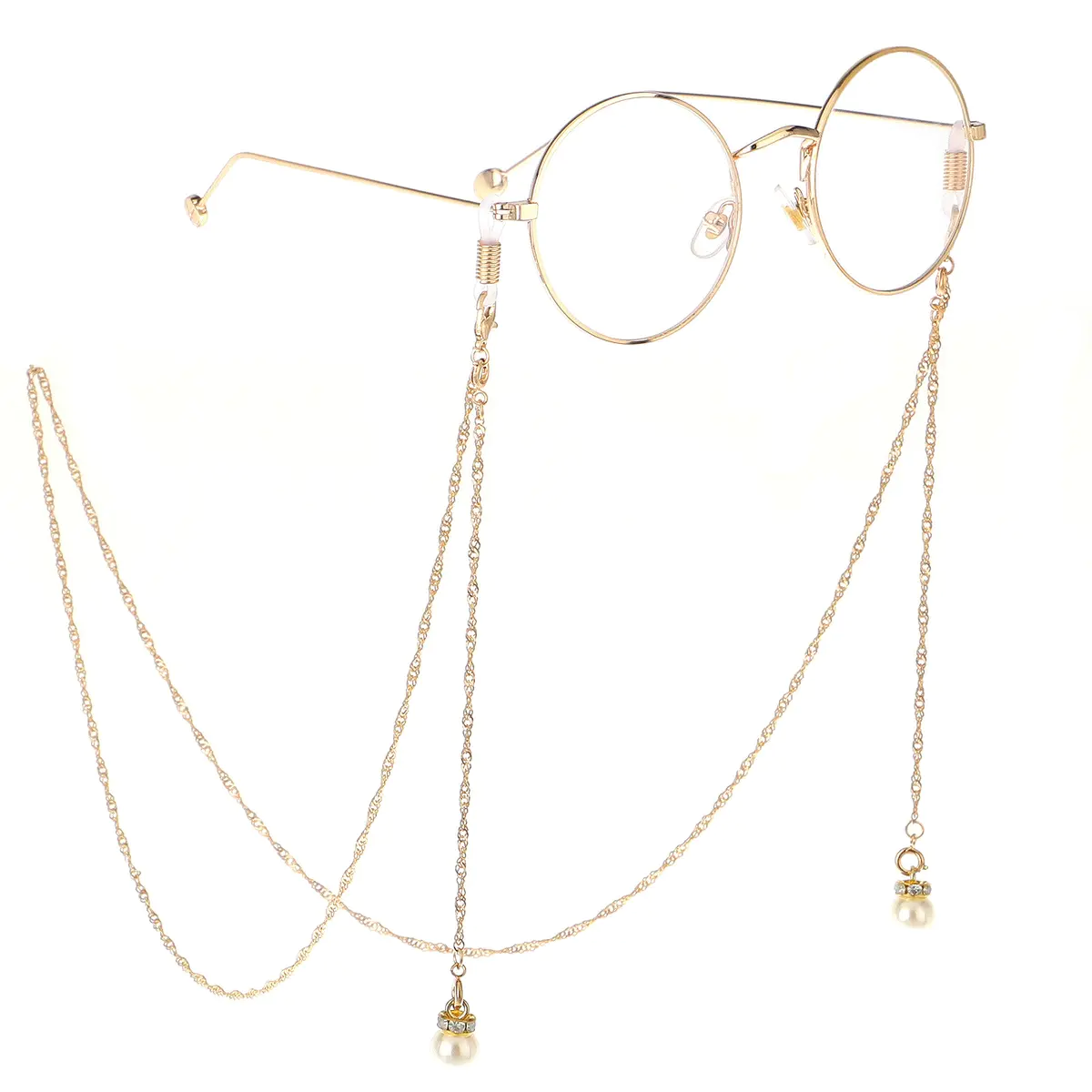 Gold-colored eyeglasses chain