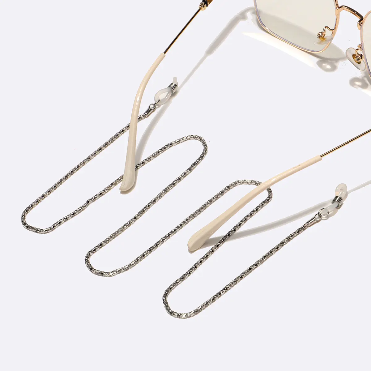 Silver-black eyeglasses chain