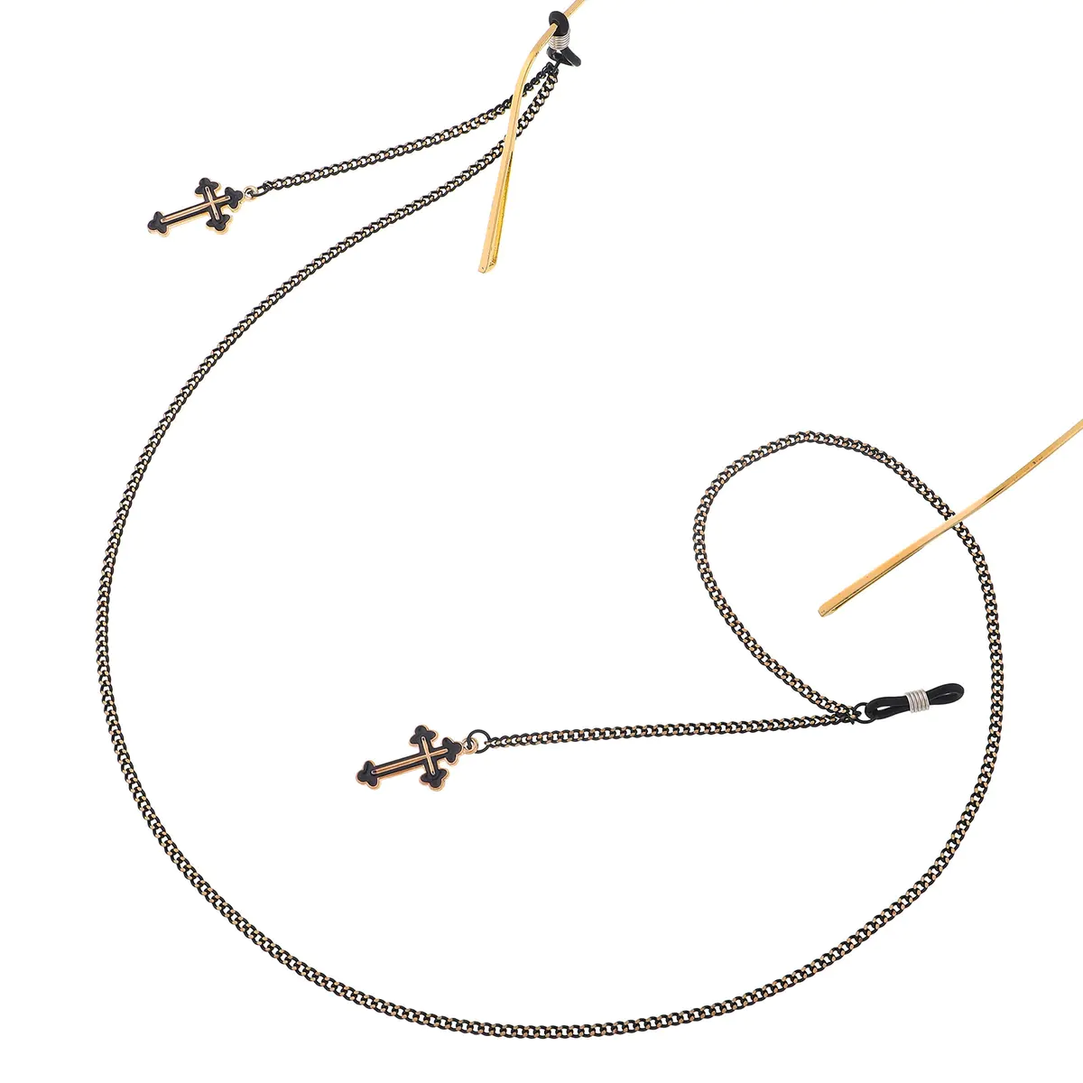 Gold-black eyeglasses chain