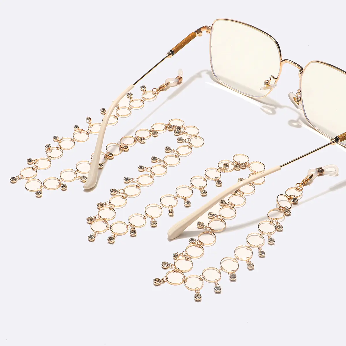 Gold-colored eyeglasses chain