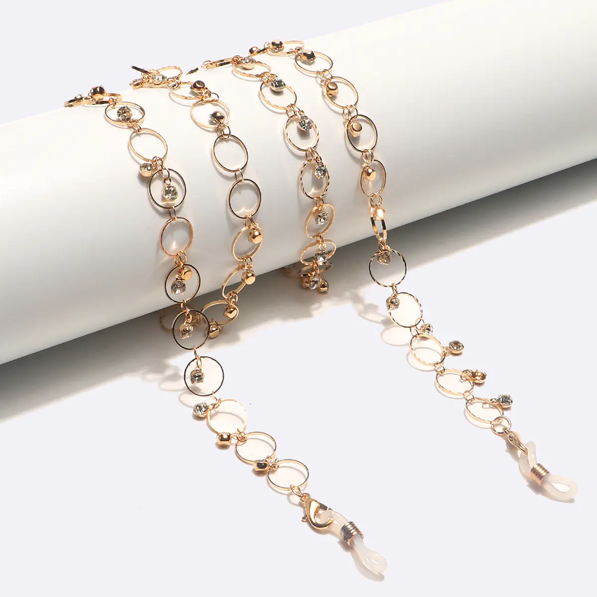 Gold-colored eyeglasses chain