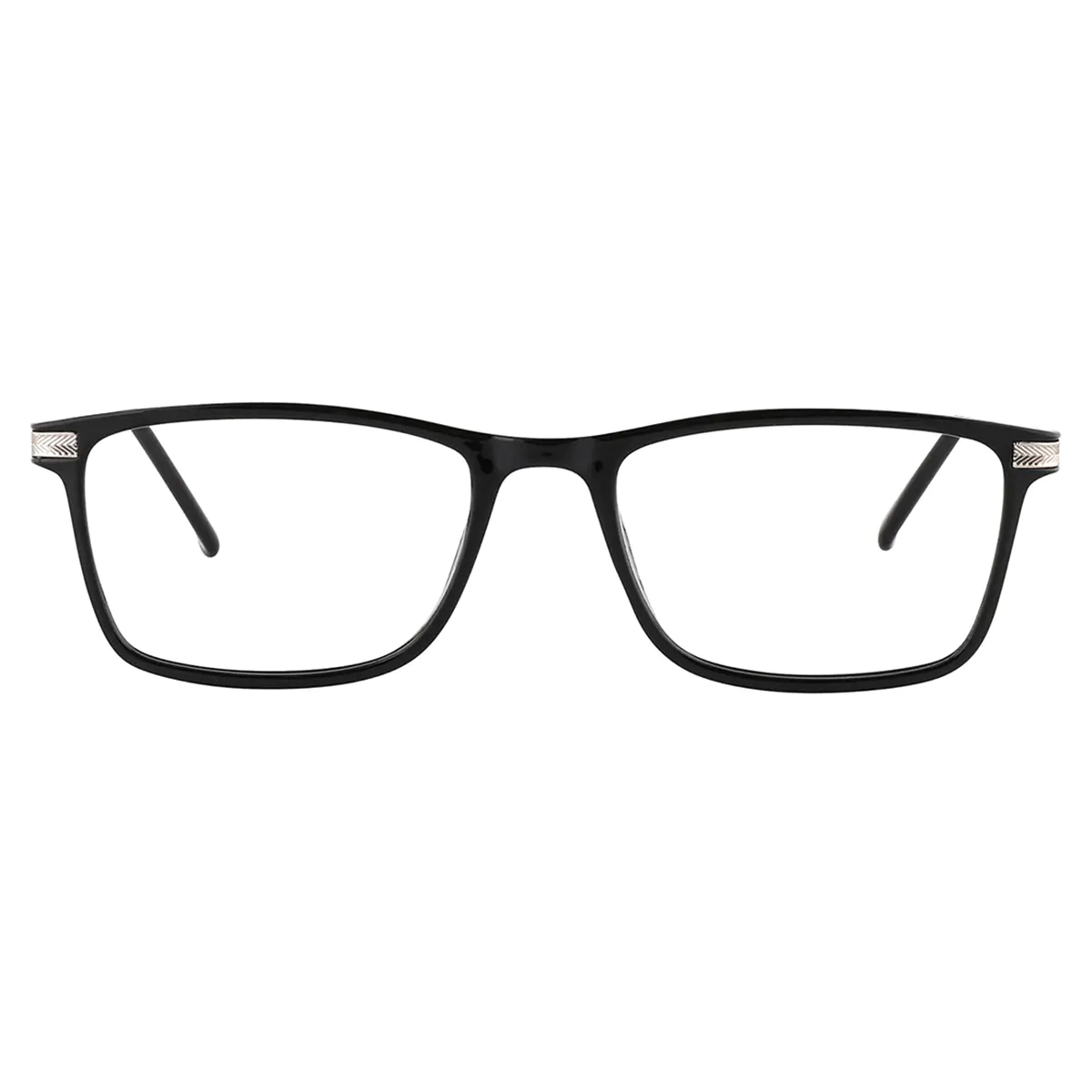 Rectangle Black Silver Reading Glasses