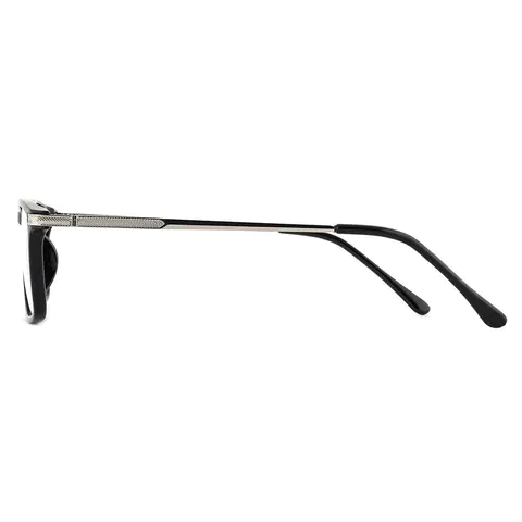 Rectangle Black Silver Reading Glasses