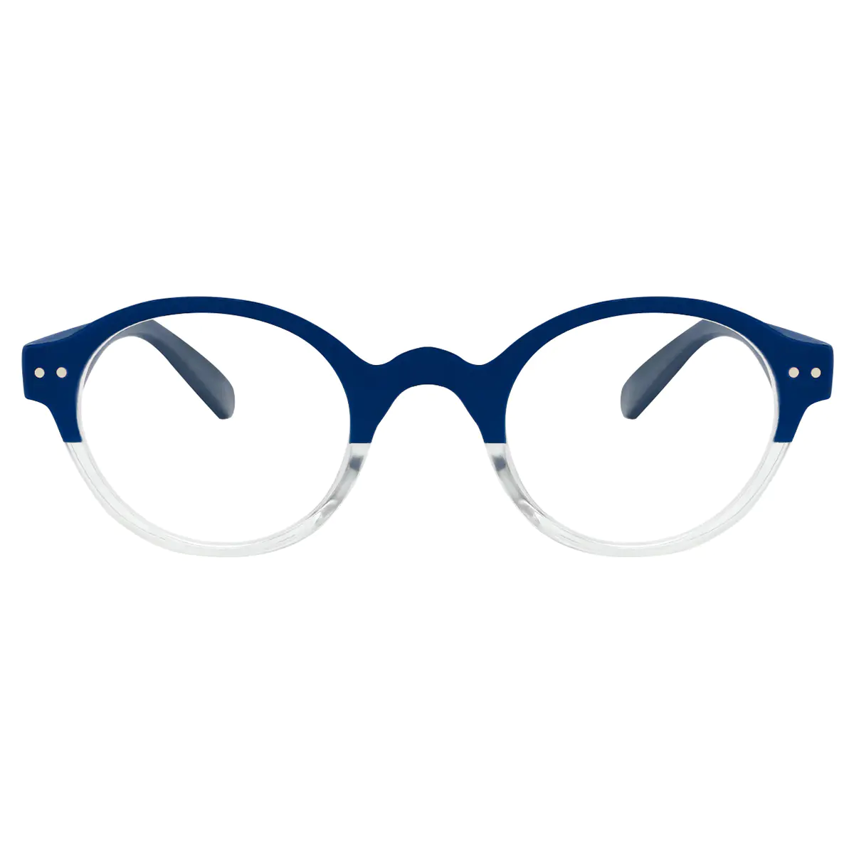 Round Blue Reading Glasses