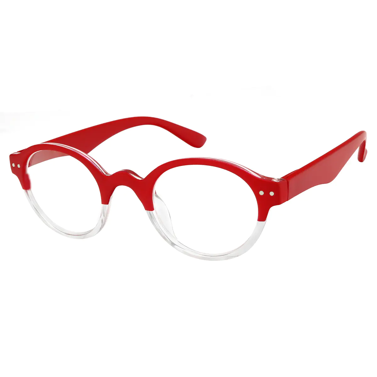 Round Red Reading Glasses