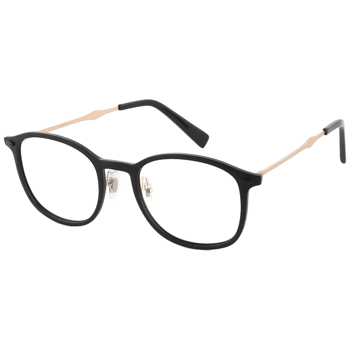 Oval Black Gold Eyeglasses