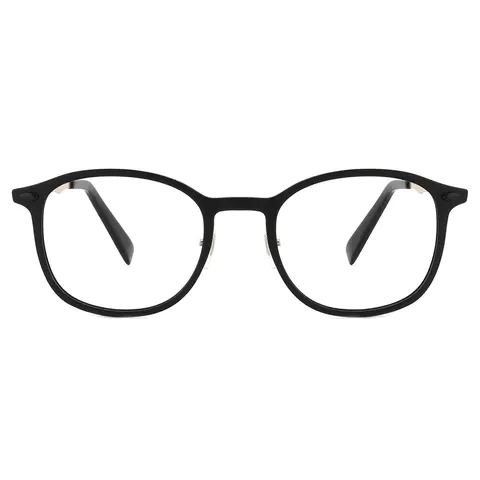 Oval Black Gold Eyeglasses