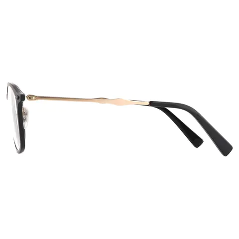 Oval Black Gold Eyeglasses