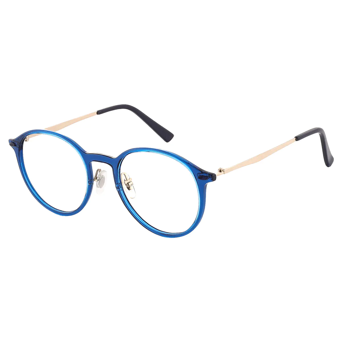 Round Blue Eyeglasses