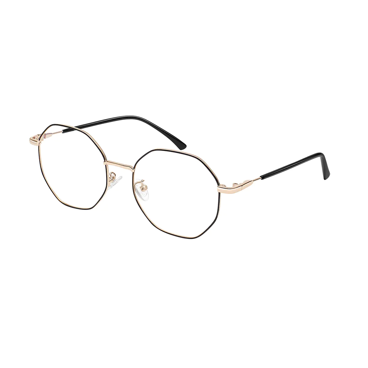 Geometric Black Gold Eyeglasses